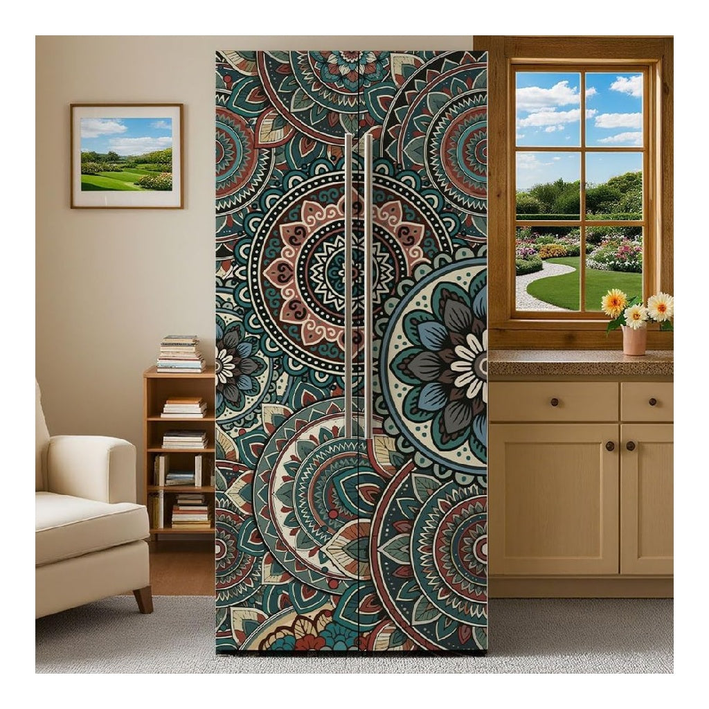 film Protection 2 Amovible destine a Refrigerateur a Motif Floral Autocollant Mural en Vinyle pour Porte de Refrigerateur/Congelateur Ideal pour la Decoration de Cuisine et de Bar