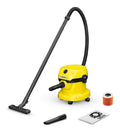 Eau 16280090 Aspirateur et Poussieres 2 Plus V12/4/18/C avec Filtre Cartouche Sachet Filtre Ouate 1000 W Cuve 12 l Tube d'Aspiration 18 m Suceur Sol/Fentes Jaune