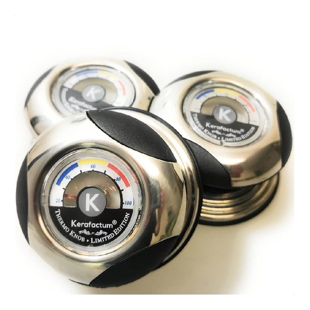 Lot de Kerafactum 3 poignees de rechange avec thermometre thermique Poignee de rechange destine a couvercle de casserole Noir/Argente