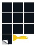 Carrelage Adhesif Mural Cuisine 20 Pieces Salle du Bain Couleur Unie Rectangulaires Credence Adhesive pour Cuisine Dalle Pvc Adhesive Murale Carrelage Autocollant Noir20x20cm