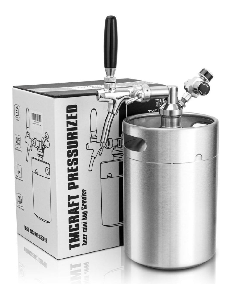 TMCRAFT Mini tonneau 5L 170 oz Systeme de pression acier inoxydable avec robinet reglable Boissons brasserie domestique bieres artisanales